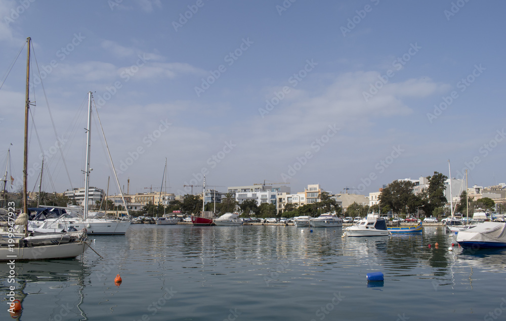 Malta view of Gzira town from Manoel Island