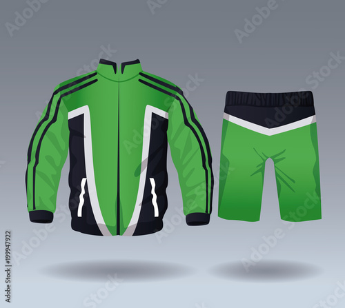 Fitness sport wear jacket and short pants for male vector illustration graphic design