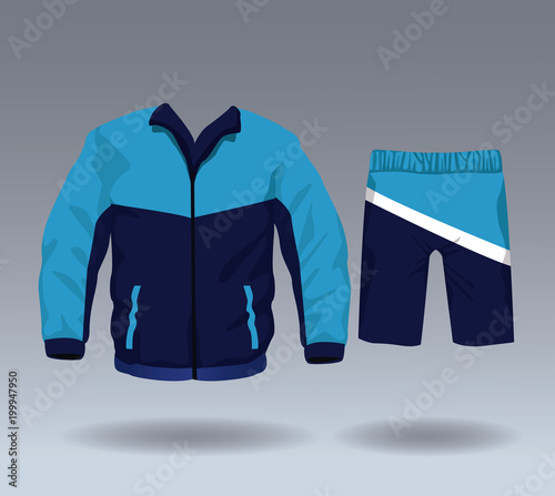 Fitness sport wear jacket and short pants for male vector illustration graphic design
