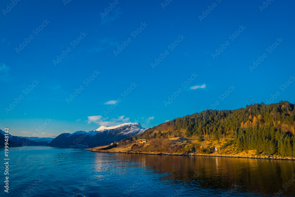 Beautiful outdoor view of coastal scenes on Hurtigruten voyage