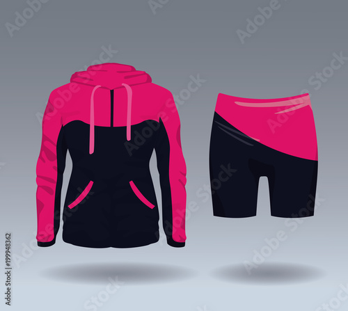 Fitness sport wear jacket and short for female vector illustration graphic design