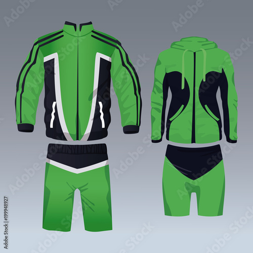 Fitness jacket and pants wear for male and female vector illustration graphic design