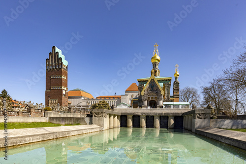 Mathildenhoehe with russian chapel and wedding tower in Darmstadt photo
