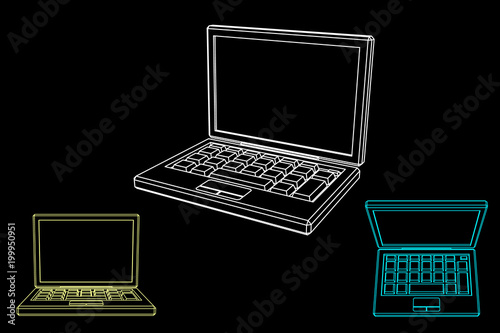 Laptop icon. Vector outline...