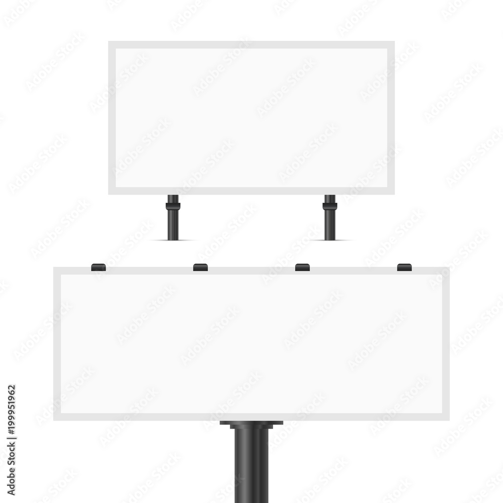Blank Vector Billboard Isolated on White Background. Road Sign, Banner - Billboard, Commercial Sign Blank Vector Billboard Isolated on White Background. Road Sign, Banner - Billboard, Commercial Sign
