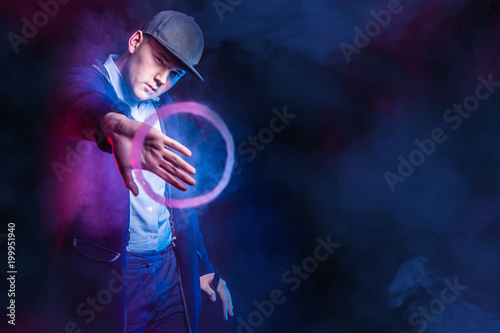 Vaping. Vape trick rings in...