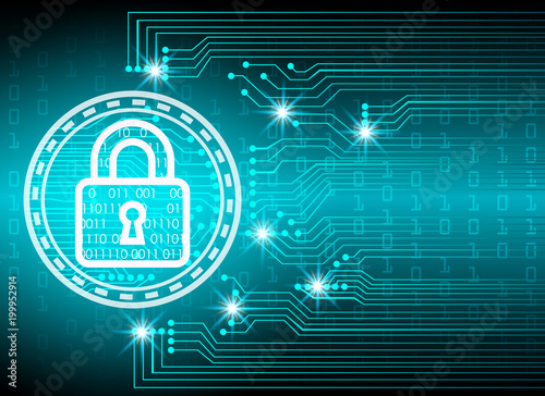 key lock and digital technology background