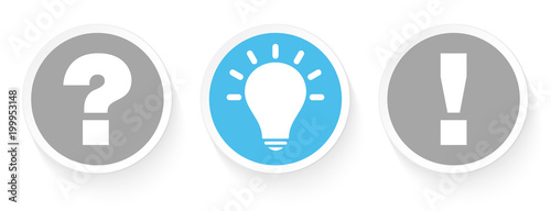 3 Buttons Question, Idea & Answer Grey/Blue