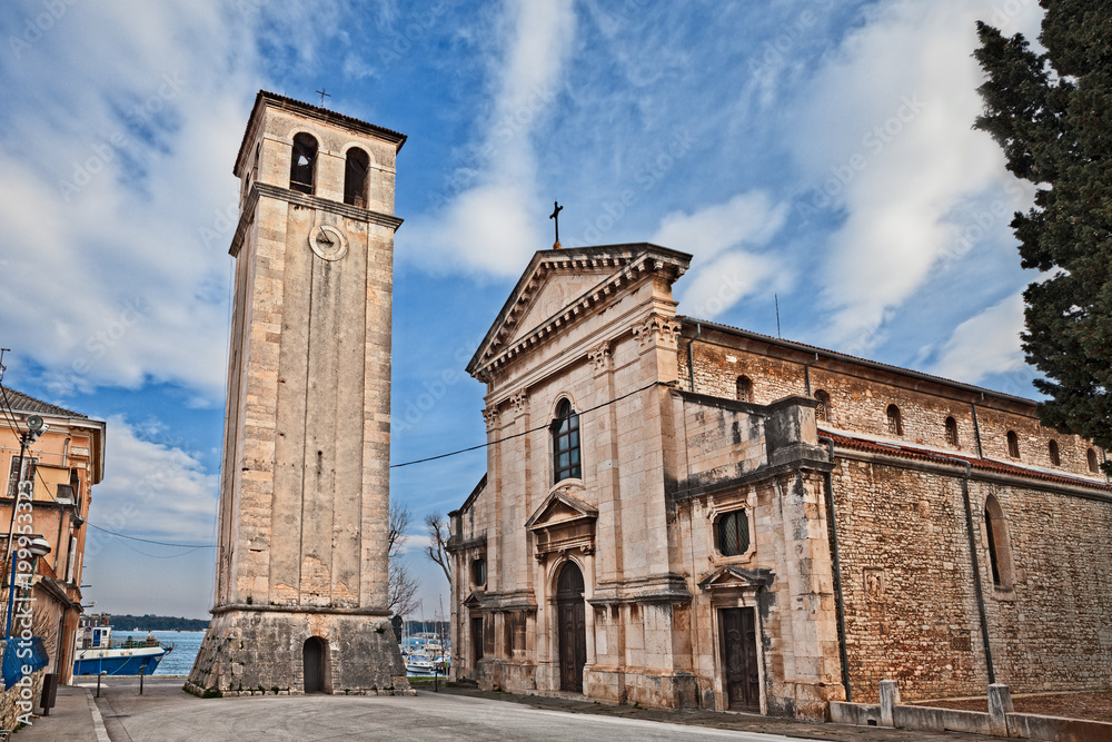 Pula, Istria, Croatia: the ancient cathedral and the bell tower