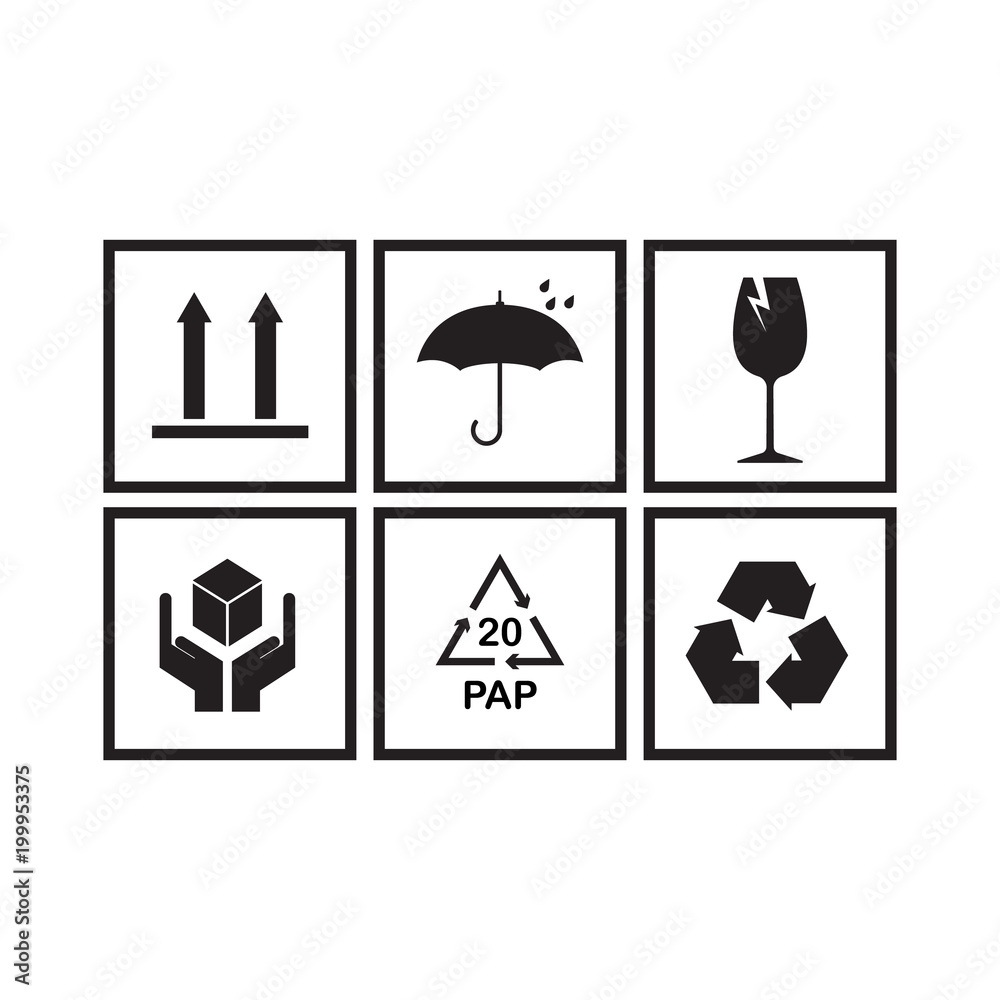 Packaging symbols set Packaging symbols set