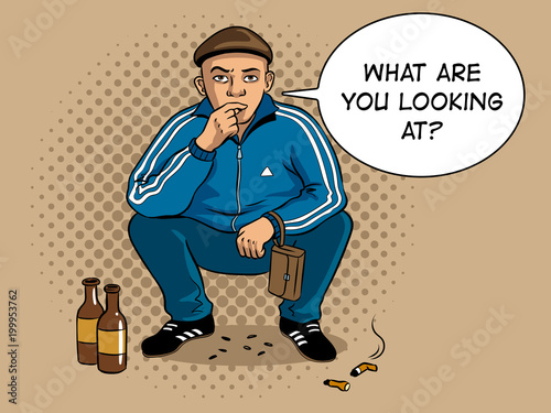 Gopnik hooligan man pop art vector illustration
