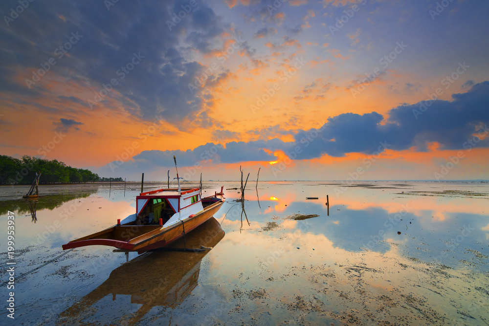 Fototapeta premium Fisher Boat Melayu Village Batam Island