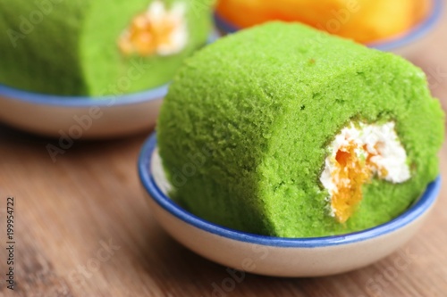 Green roll cake sweet dessert