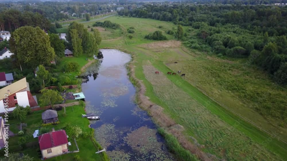 Aerial view of countryside Gauja lake field drone top view 4K UHD video Aerial view of countryside Gauja lake field drone top view 4K UHD video