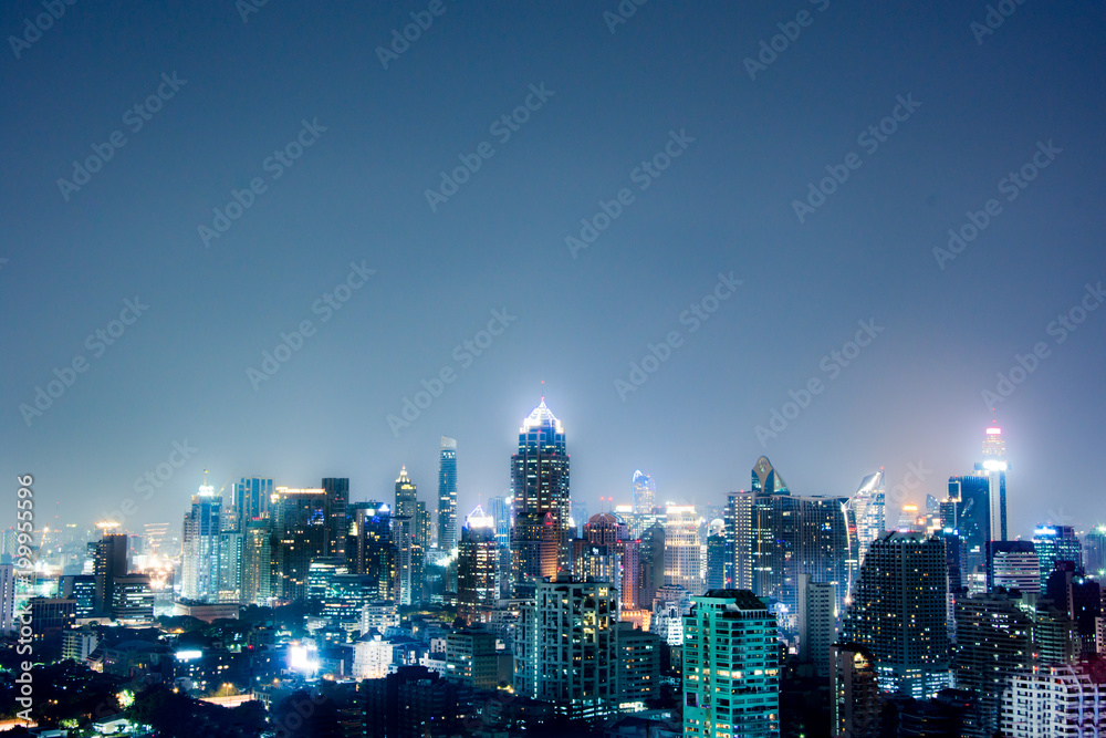 Obraz premium night cityscape downtown modern view Bangkok Thailand