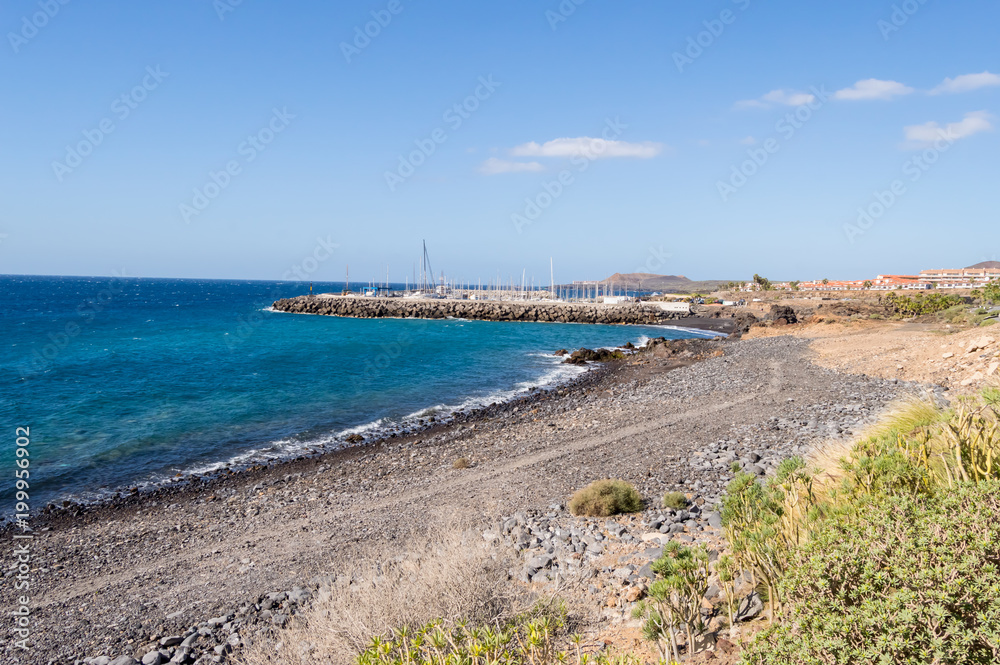 View of the coast and marina of Los Abrigos