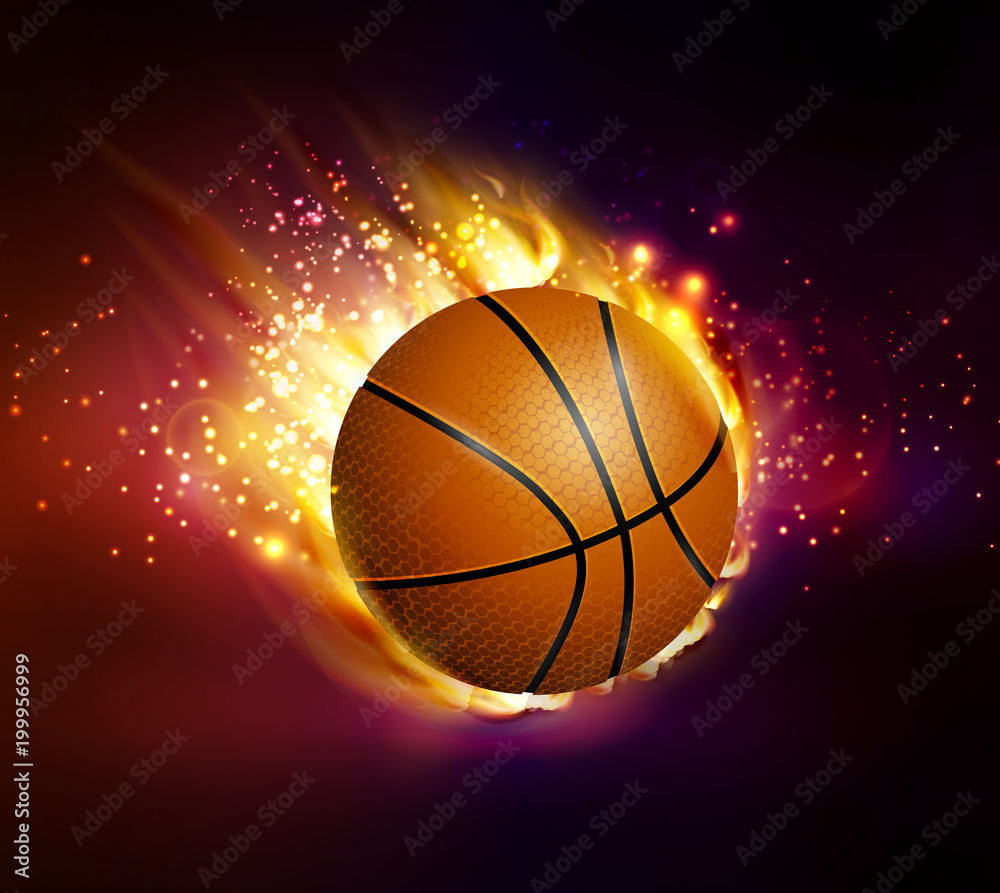 Flying basketball on fire
