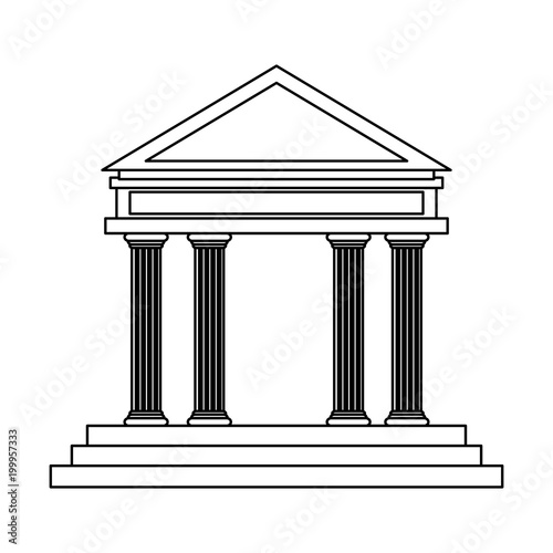 Bank columns building on black and white colors vector illustration