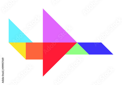 Free Download Color tangram puzzle in airplane shape on white background (Vector) - GFXLoad