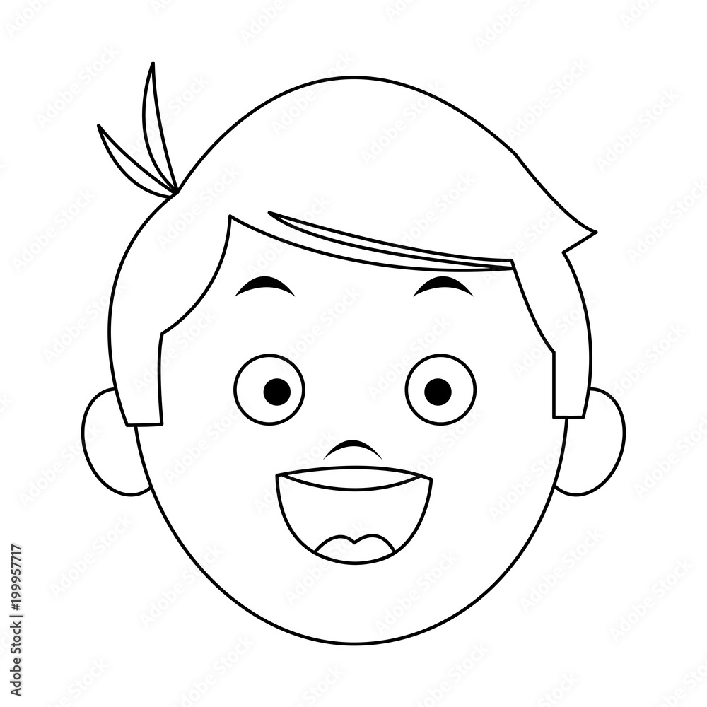 Cute boy face cartoon on black and white colors vector illustration Stock  Vector | Adobe Stock
