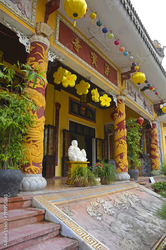 The entrance to the Chua Phap Bao Pagoda in the historic UNESCO listed central Vietnamese town of Hoi An
