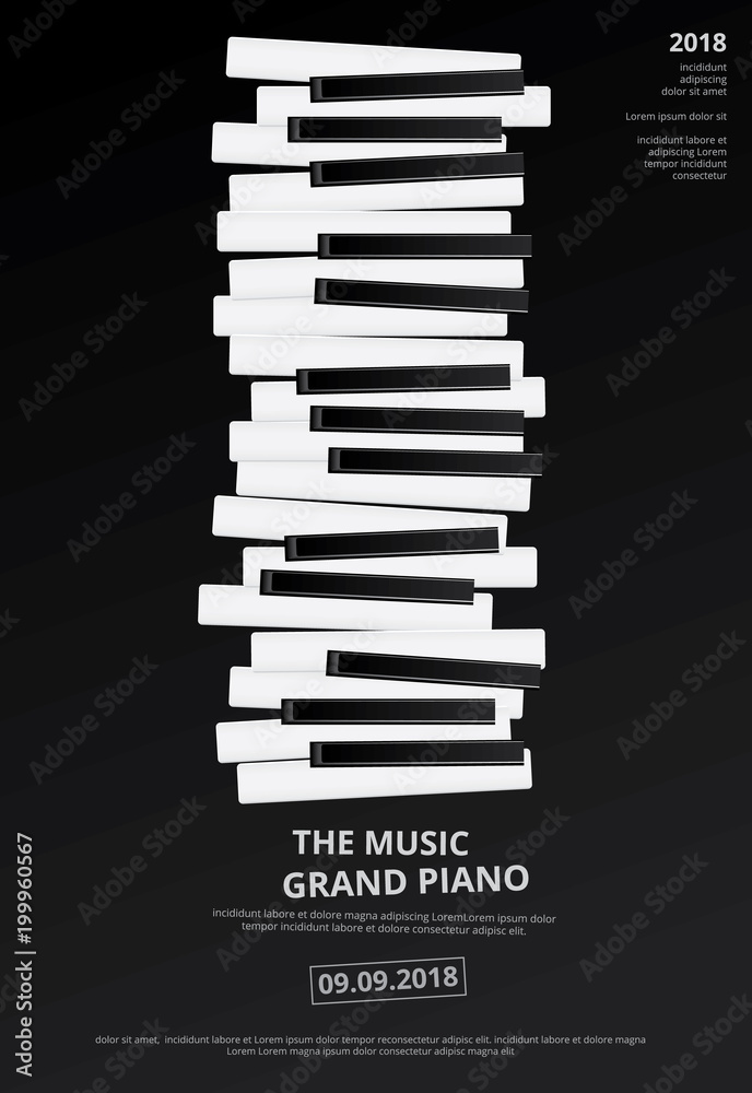 Fototapeta premium Music Grand Piano Poster Background Template Vector illustration