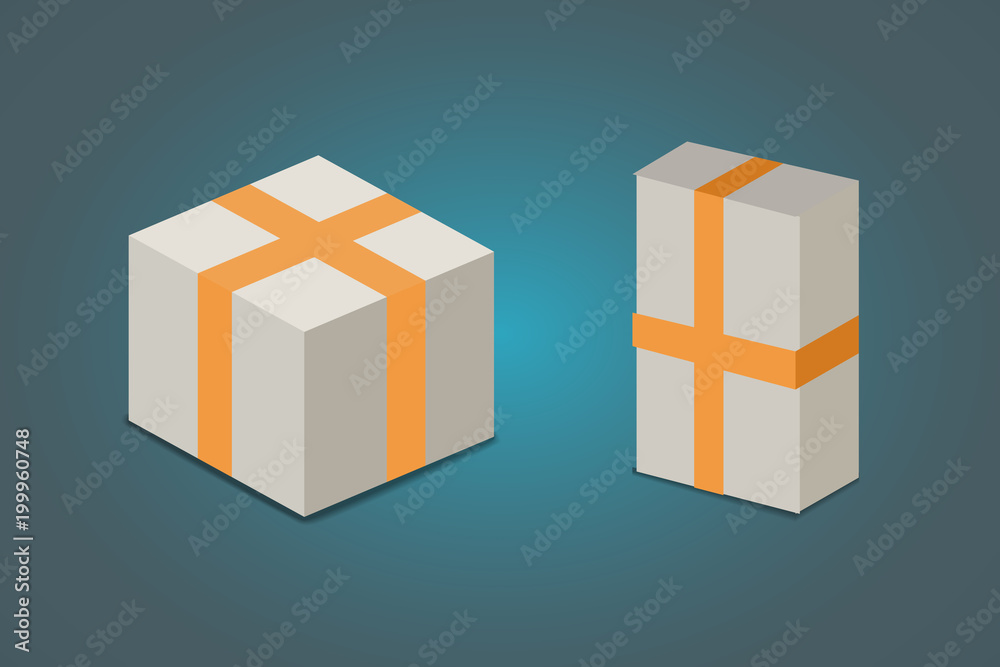 Obraz premium Set open and closed carton box. Delivery packaging vector illustration.