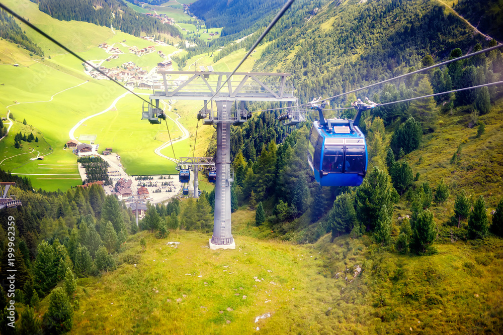 Naklejka premium Mountain and forest landscape in Tirol. Austria, region of Hintertux