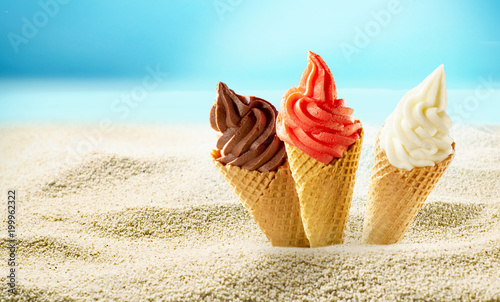 Ice cream in beach sand