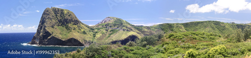 Kahakuloa Head  Maui Hawaii  panoramic with cilffs and lush tropical foliage