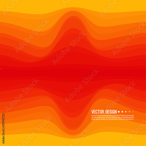 Distorted wave colorful texture. Abstract dynamical rippled surface. Vector stripe deformation background. Transition and gradation of color.