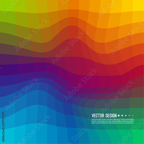 Distorted wave colorful texture. Abstract dynamical rippled surface. Vector stripe deformation background. Transition and gradation of color.