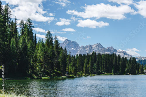 a view of Misurina lake, Dolomites Italy