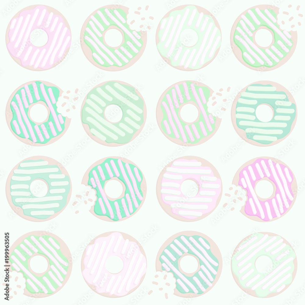 donut seamless pattern in pastel colors