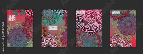 Ethnic banners template with floral Mandala ornament.
