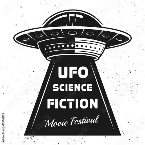 Ufo with text science fiction movie festival