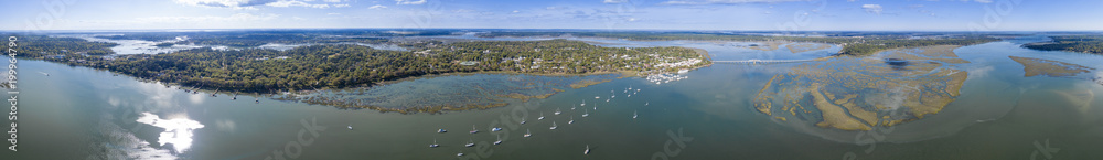 360 degree seamless panorama of Beaufort, South Carolina and surrounding islands.