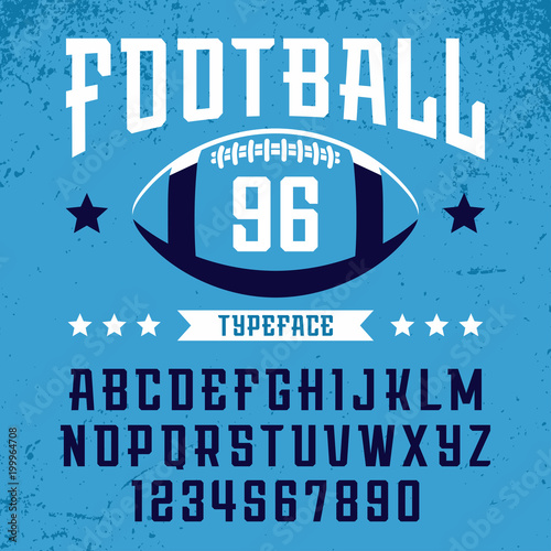 football font. Vector alphabet with latin letters and numbers