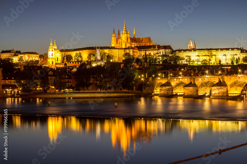 Prague castle and the Charles bridge at dusk © robertdering