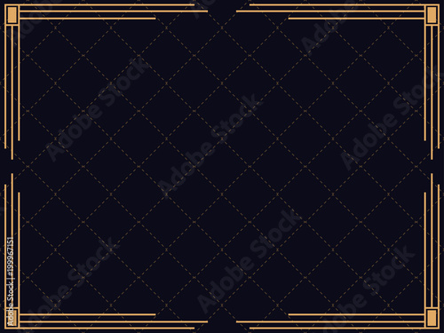 Art deco frame. Vintage linear border. Design a template for invitations, leaflets and greeting cards. The style of the 1920s - 1930s. Vector illustration