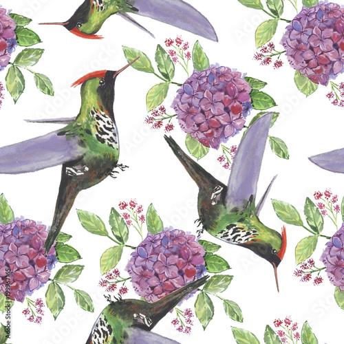 Backgroundless. Watercolor flowers, patterns, birds. Basis for design. Tropics, exotics photo