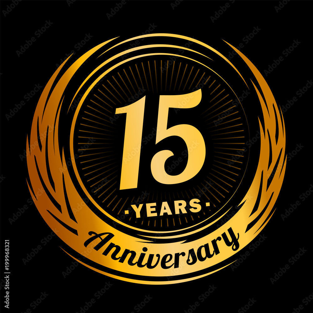 15 years anniversary. Anniversary logo design. 15 years logo.
