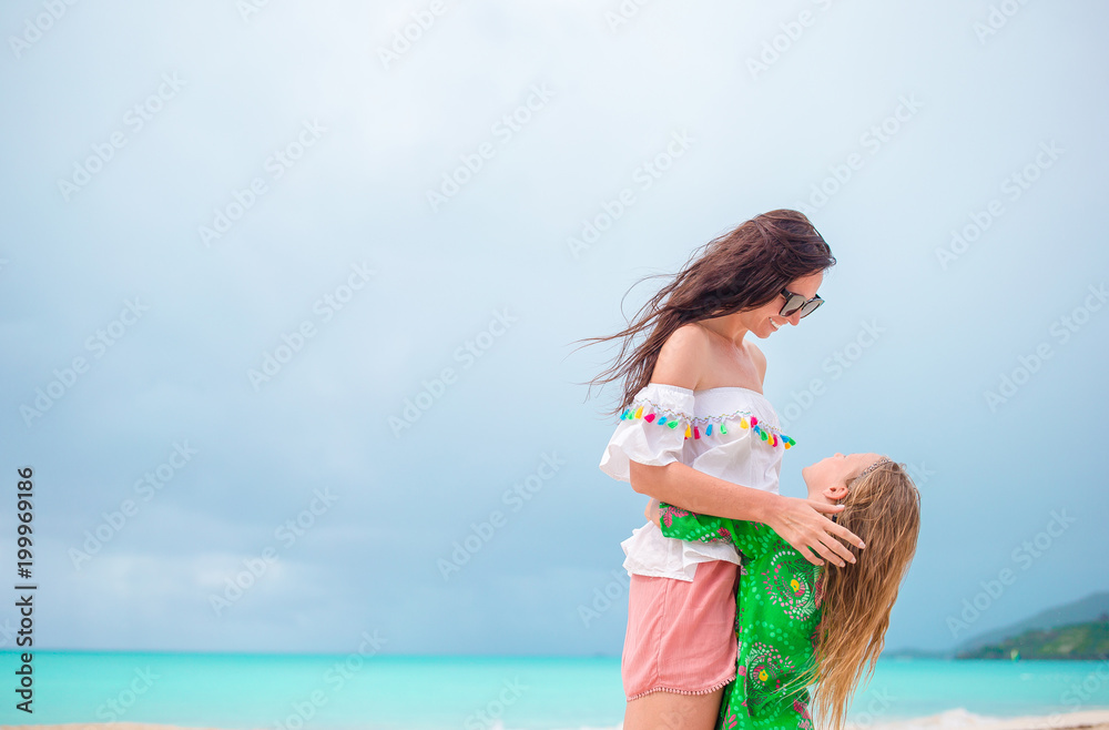 Mom and kid together in Caribbean