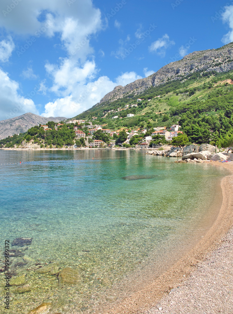 der bekannte Urlaubsort Brela an der Makarska Riviera,Adria,Dalmatien,Kroatien