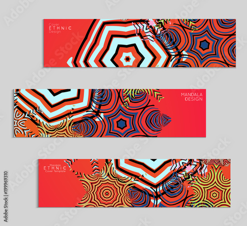 Ethnic banners template with floral Mandala ornament.