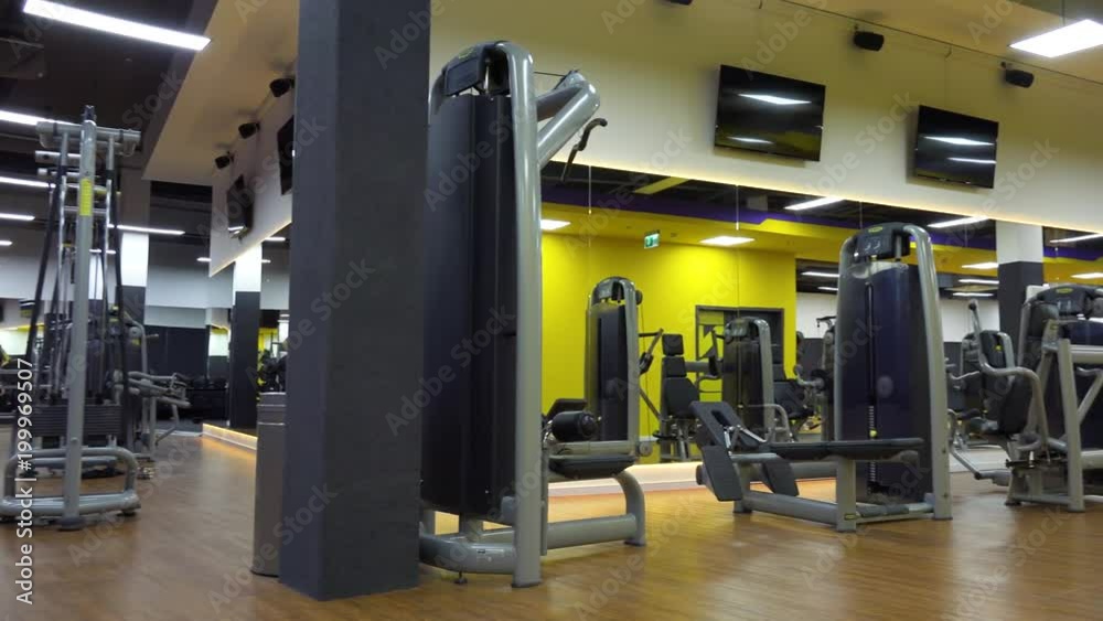 The interior of an empty gym The interior of an empty gym