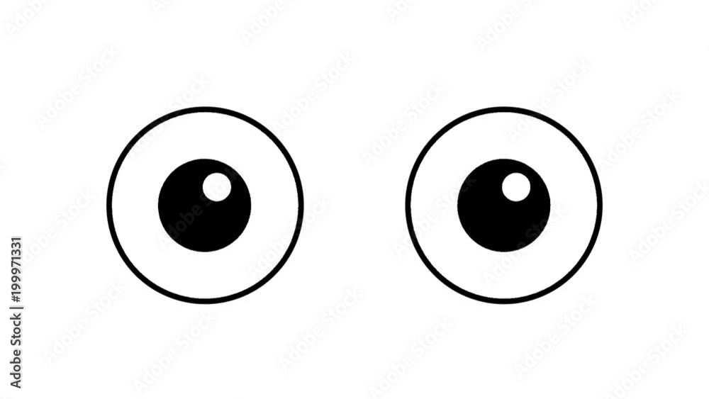 cartoon big eyes blinking on a white background. animated winking