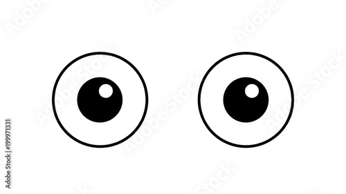cartoon big eyes blinking on a white background. animated winking