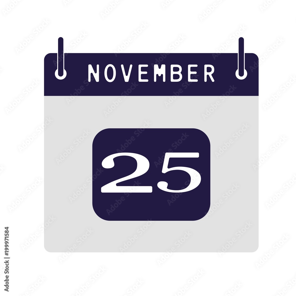 Calendar flat icon 25th of November. Vector illustration. Calendar flat icon 25th of November. Vector illustration.