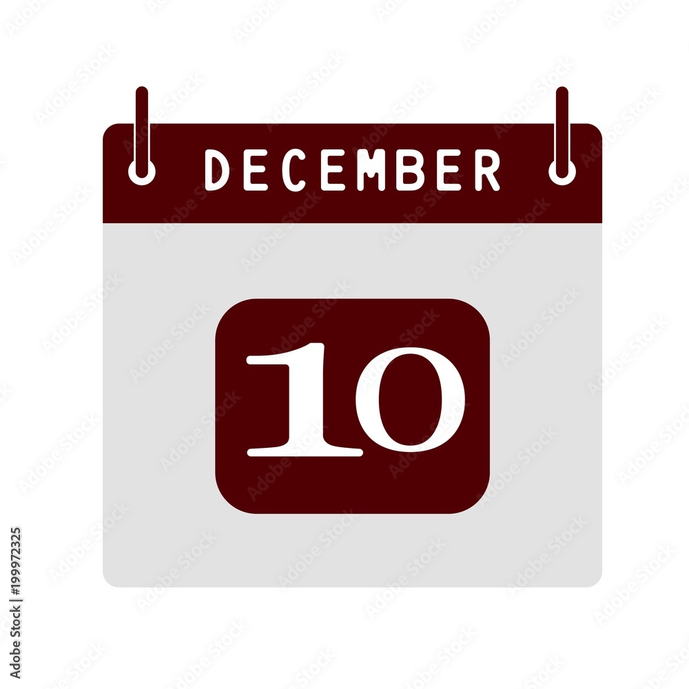 Calendar flat icon 10th of December. Vector illustration. Calendar flat icon 10th of December. Vector illustration.